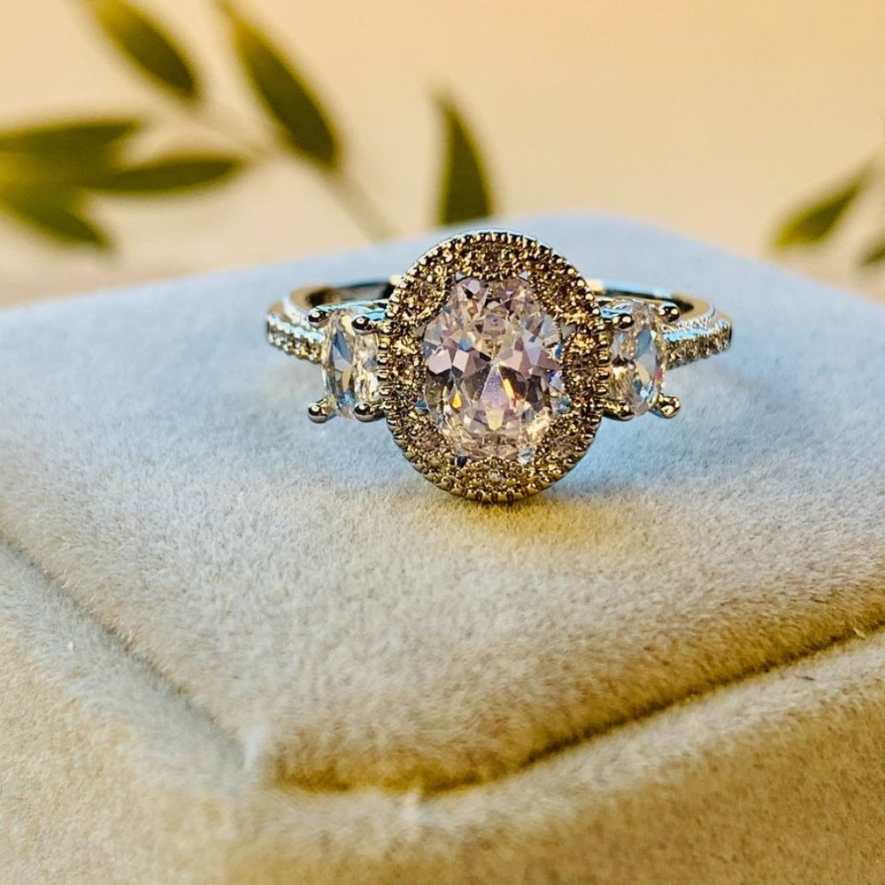 Vintage Style Oval Sterling Silver Ring